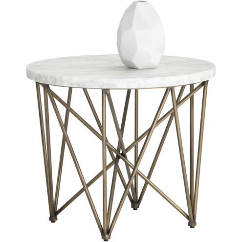 Skyy 23.5 X 19.5 inch White / Antique Brass Side Table
